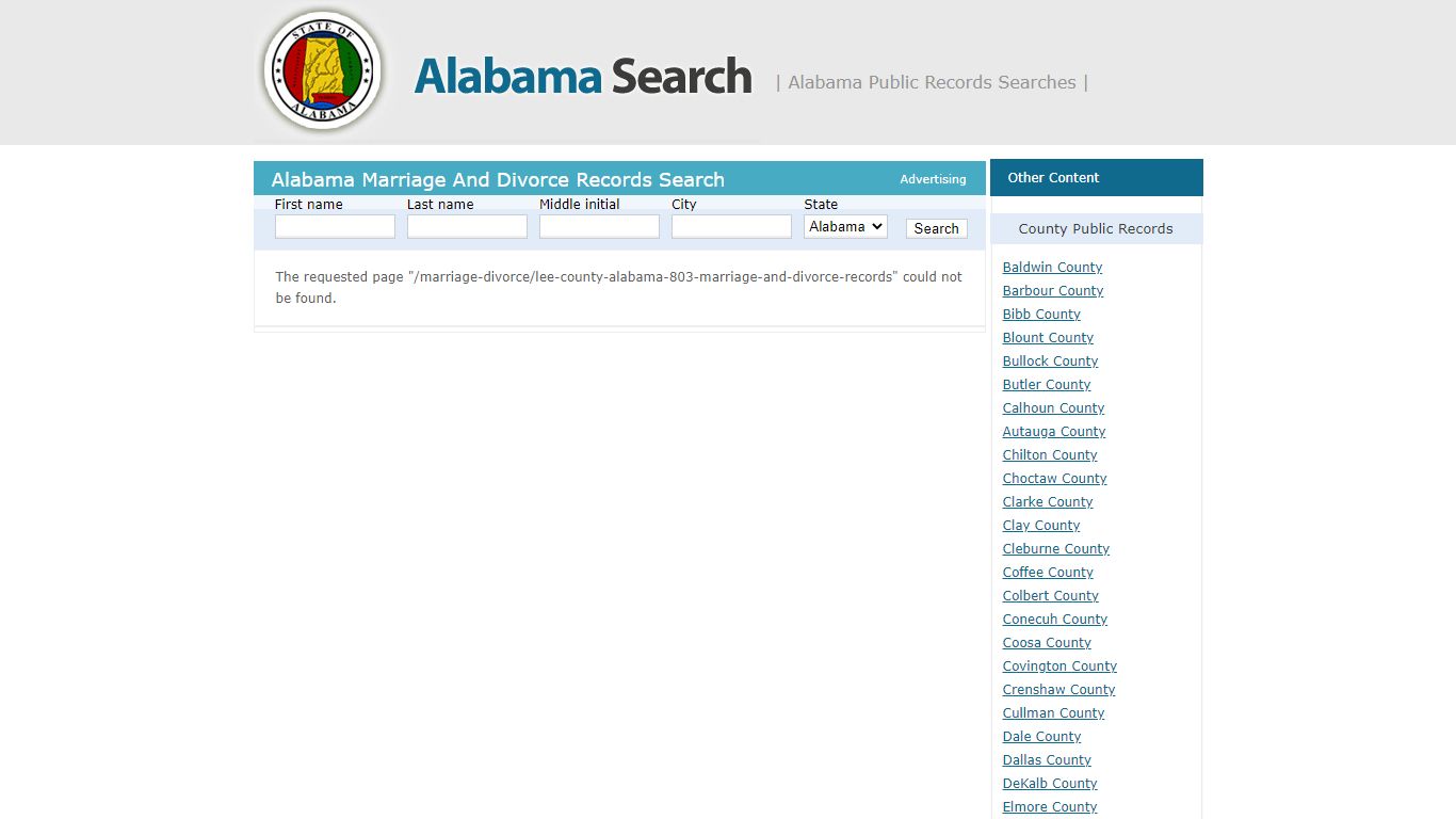 Lee County, Alabama – Marriage and Divorce Records